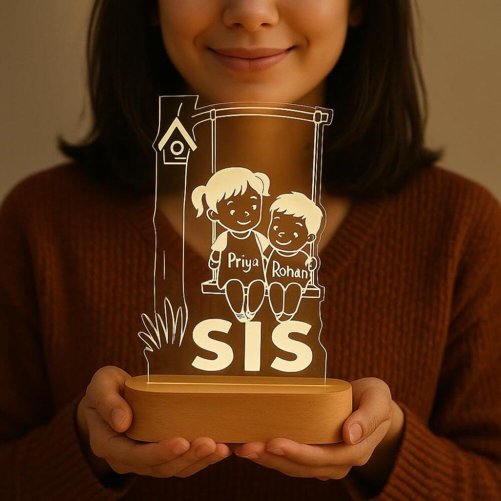 Personalized Brother-Sister Swing LED Lamp