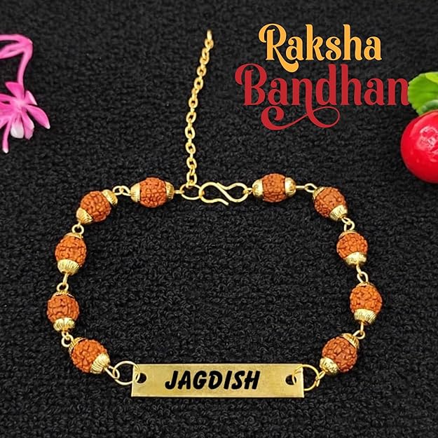 Rudraksha Metal Rakhi with Name