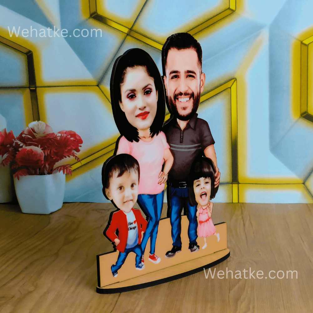 customized family caricature for 4 persons