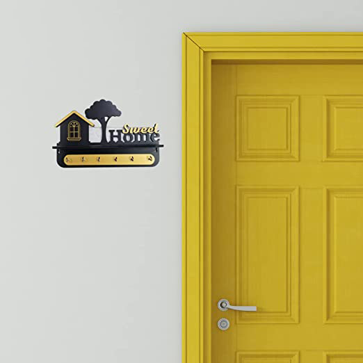 Sweet Home Key Hanger Black & Golden