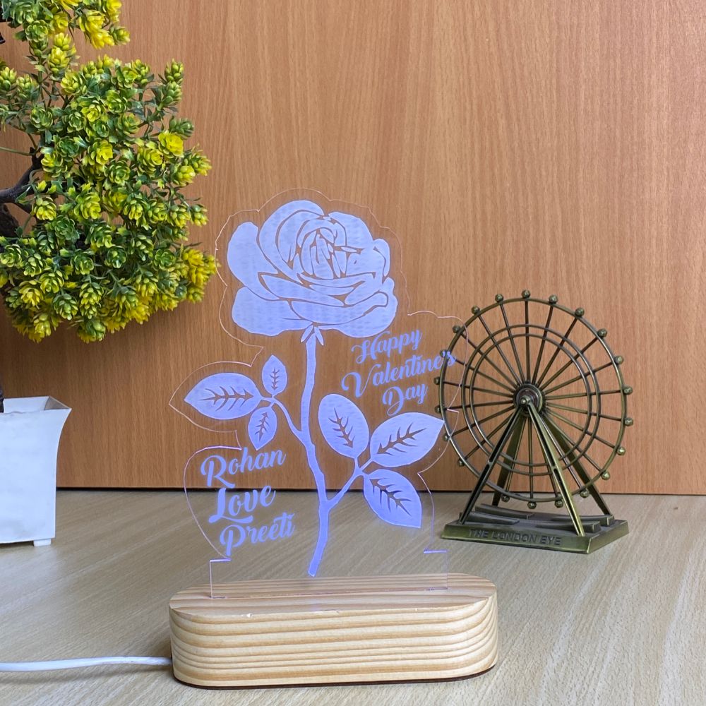 WEHATKE Customized Rose 3D Illusion Lamp For Rose Day & Valentine's Day