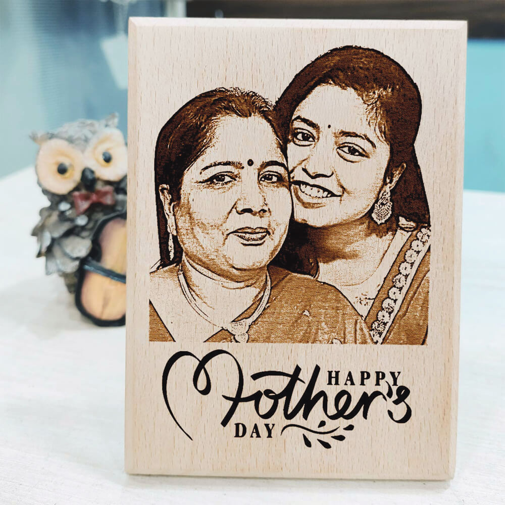 Wooden Happy Mother Day Customized Engraved Photo Plaque Gift for Mom