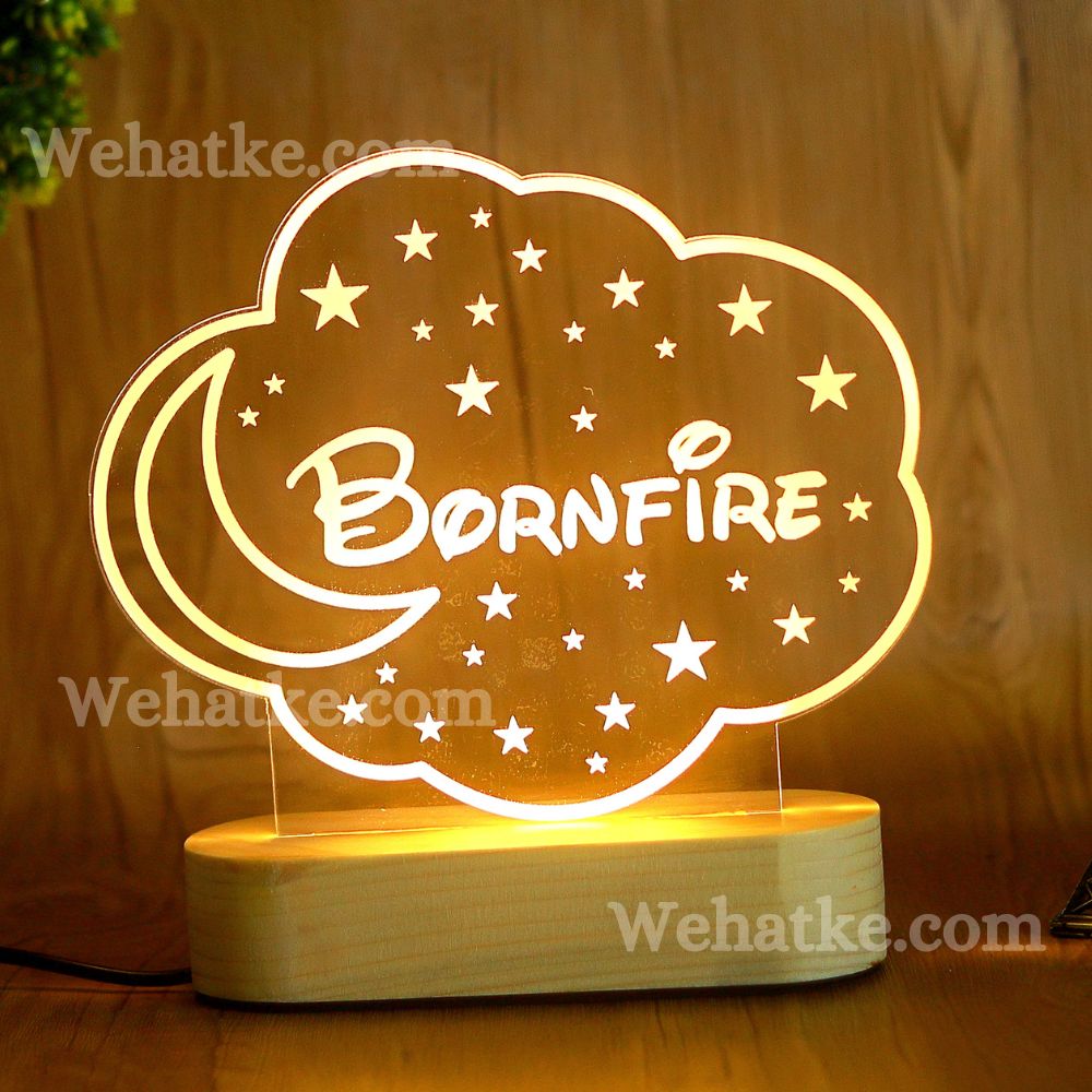 Customized Star & Moon Led Lamp with Name for Kids/girls | Best Gift Idea for Kids/Love