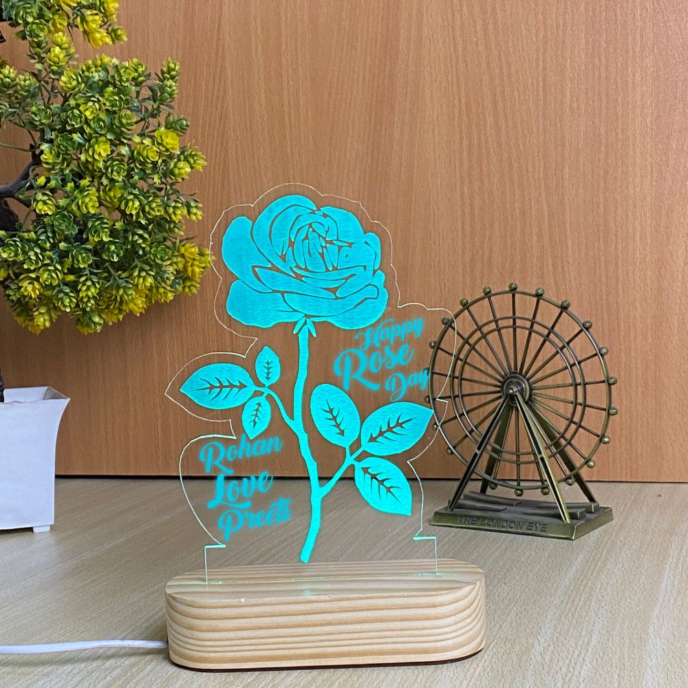 WEHATKE Customized Rose 3D Illusion Lamp For Rose Day & Valentine's Day