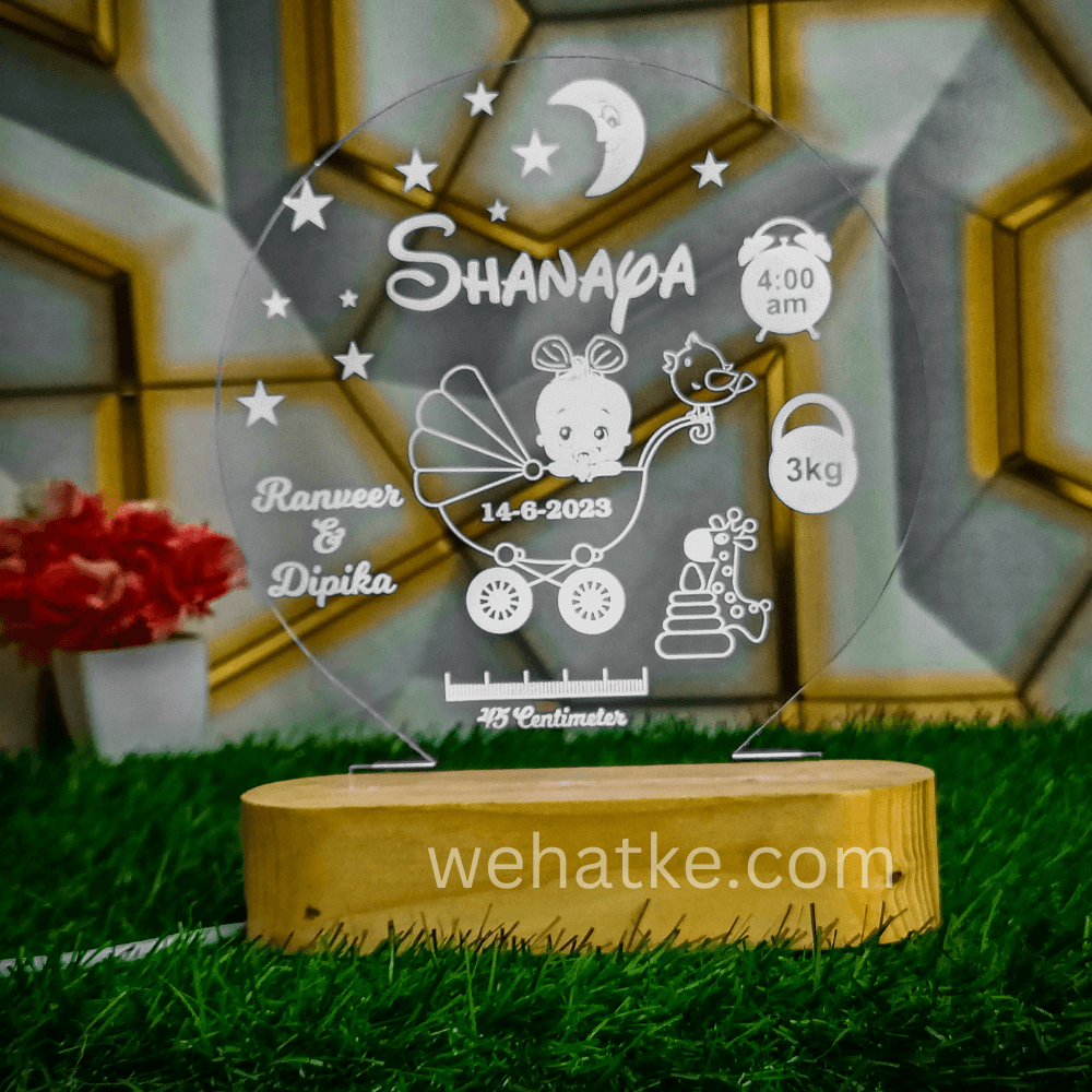 3D Customized Lamp For Baby With Name DOB Time Parents Name