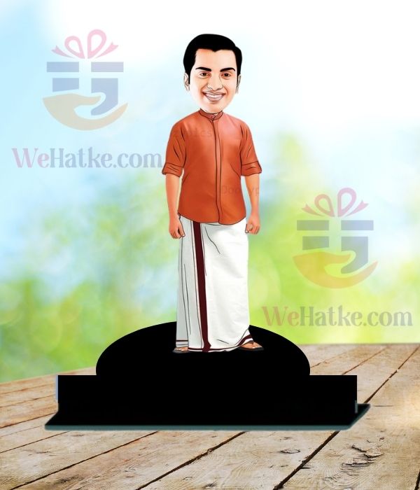 Customized south Indian dhoti kurta caricature