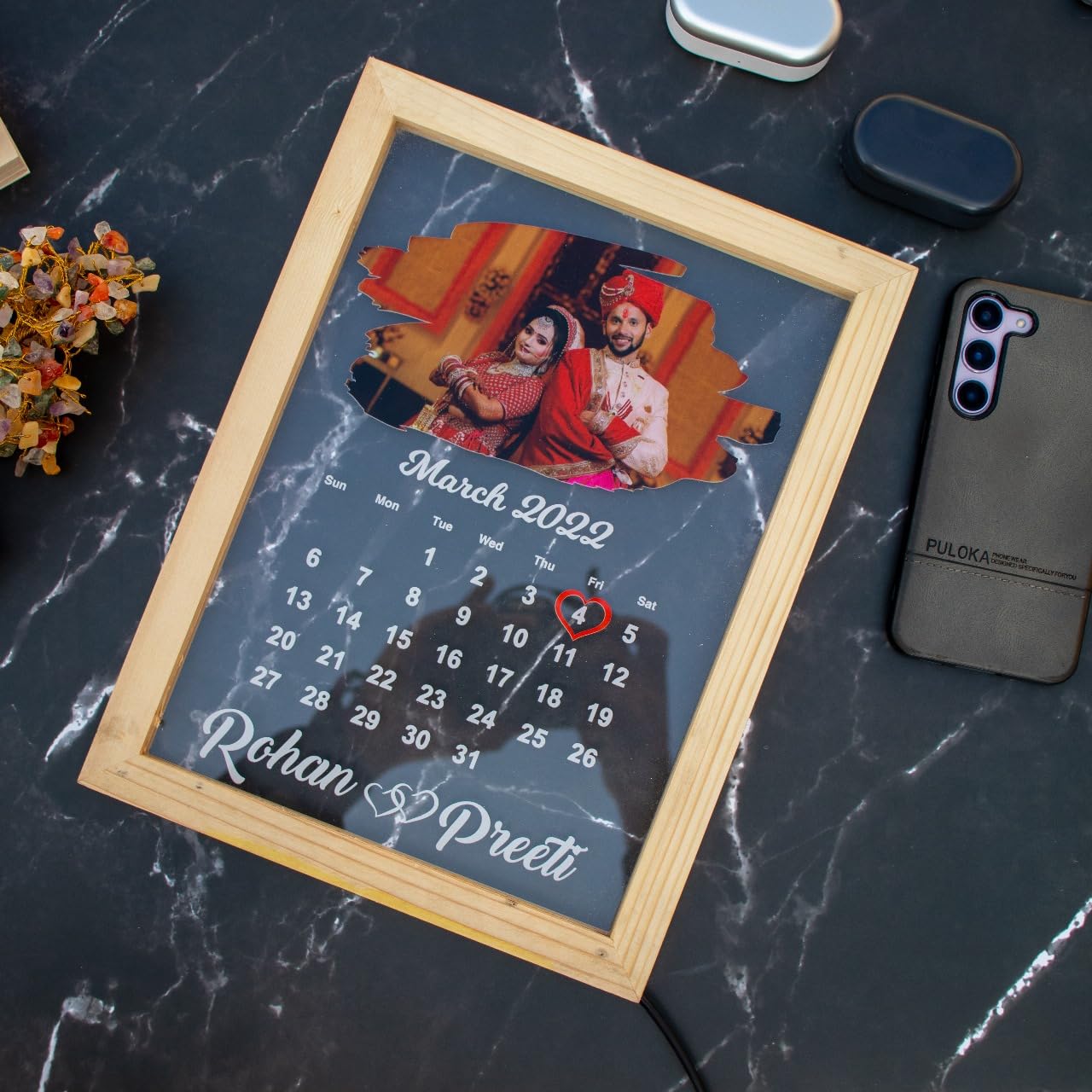 UV Printed Calendar Photo Frame for couple