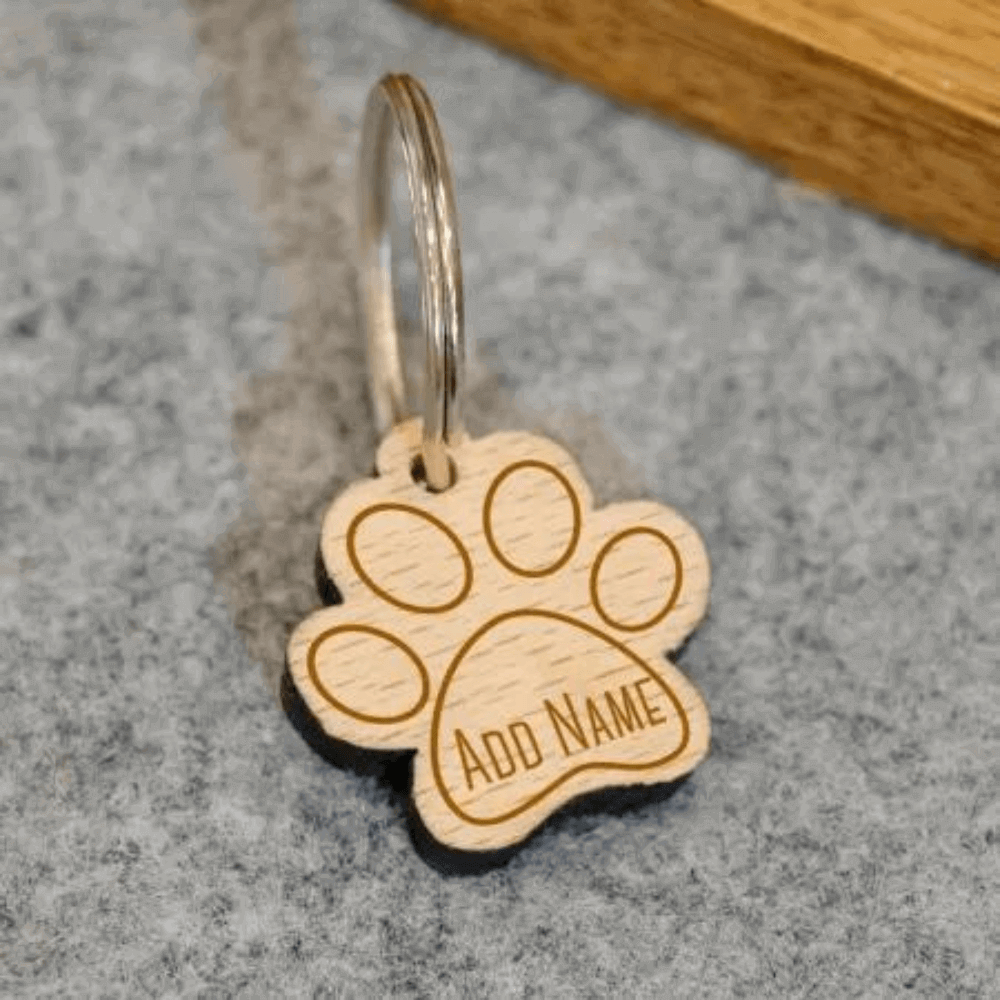 Engraved Paw Shaped Pet Tag