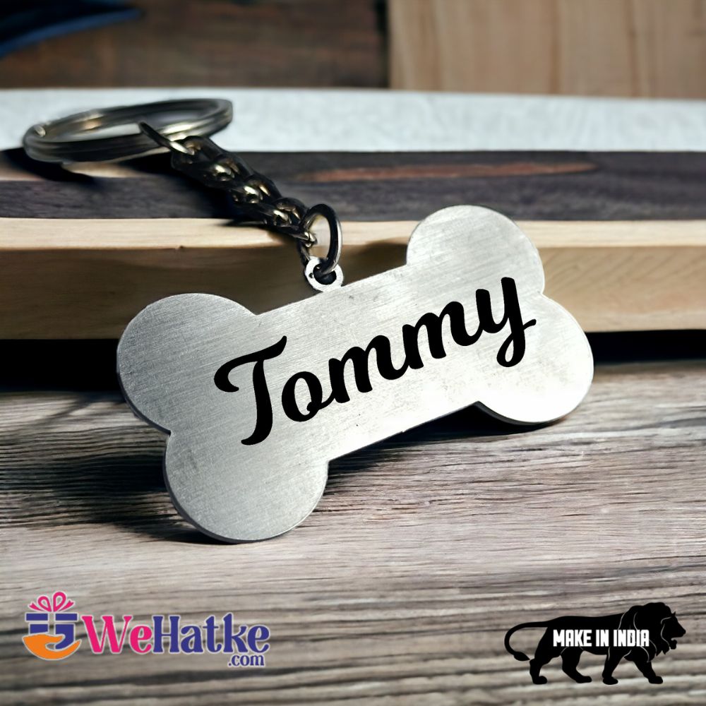 Dog Lover's Bone Shape Metal Keychain