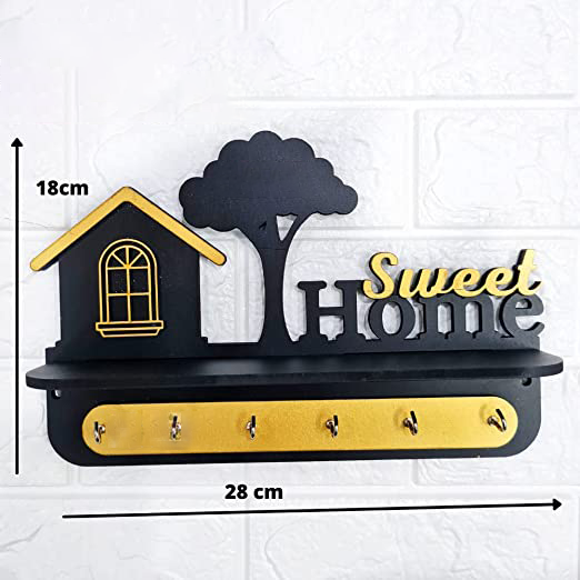Sweet Home Key Hanger Black & Golden