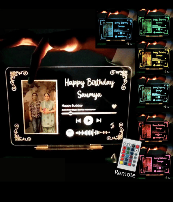 Wehatke LED Customized Spotify with photo & scannable link with musical plaque for birthday anniversary & couple