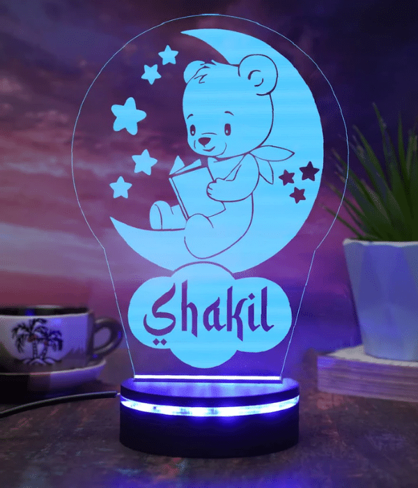 Customized teddy moon led lamp for kids room decor