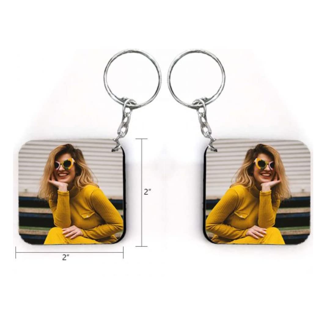 Customized Square keychain with photo Combo of 2 Keychain's