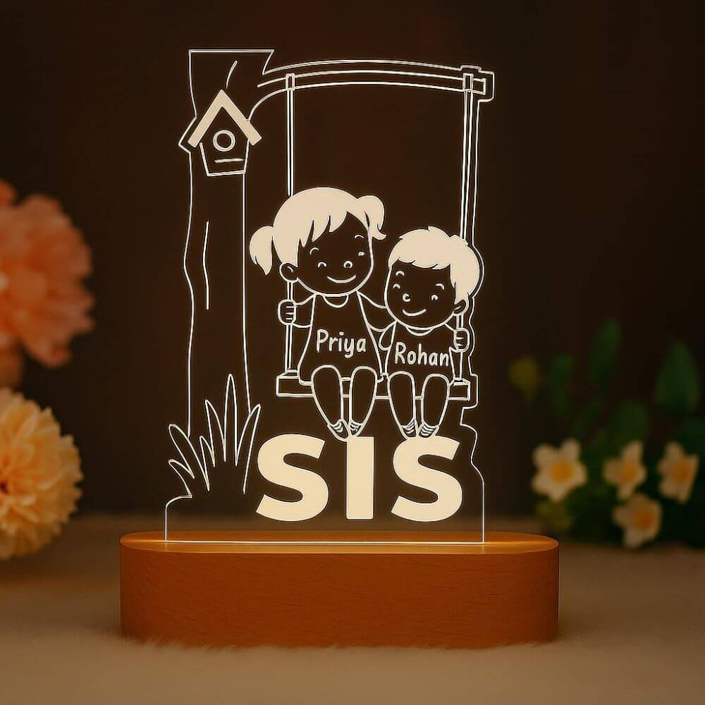 Personalized Brother-Sister Swing LED Lamp