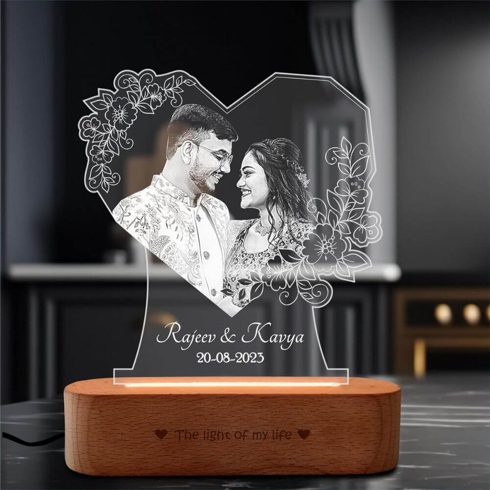 Heart Glow Personalized LED Couple Photo Lamp