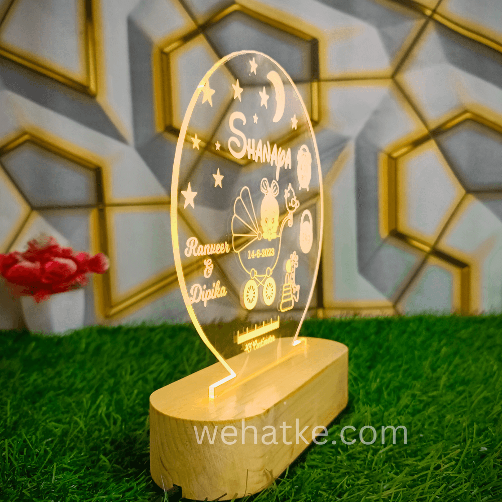 3D Customized Lamp For Baby With Name DOB Time Parents Name