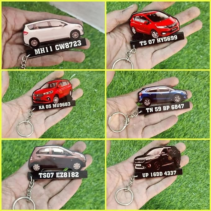 Customized car keychain with photo and number
