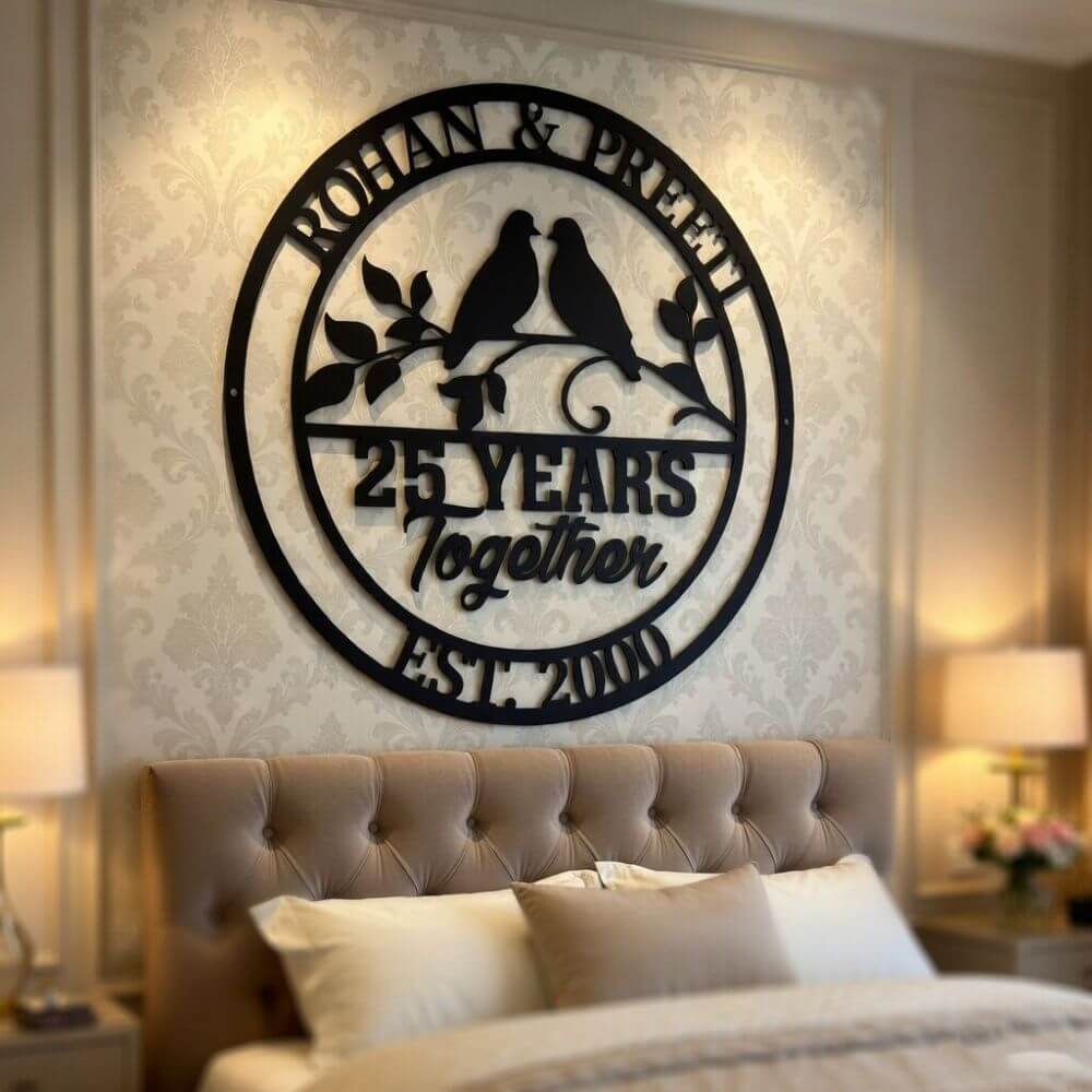 Personalized Anniversary MDF Wall Art with Names & Date