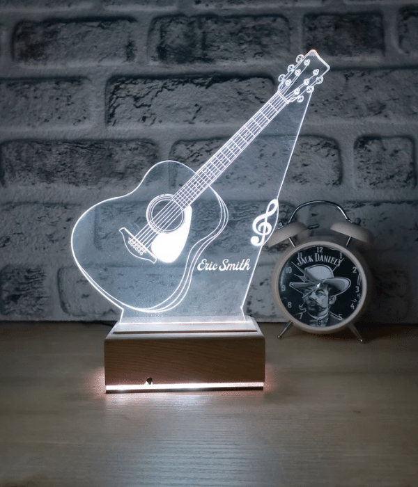 Customized 3d Acrylic Guitar Lamp with name