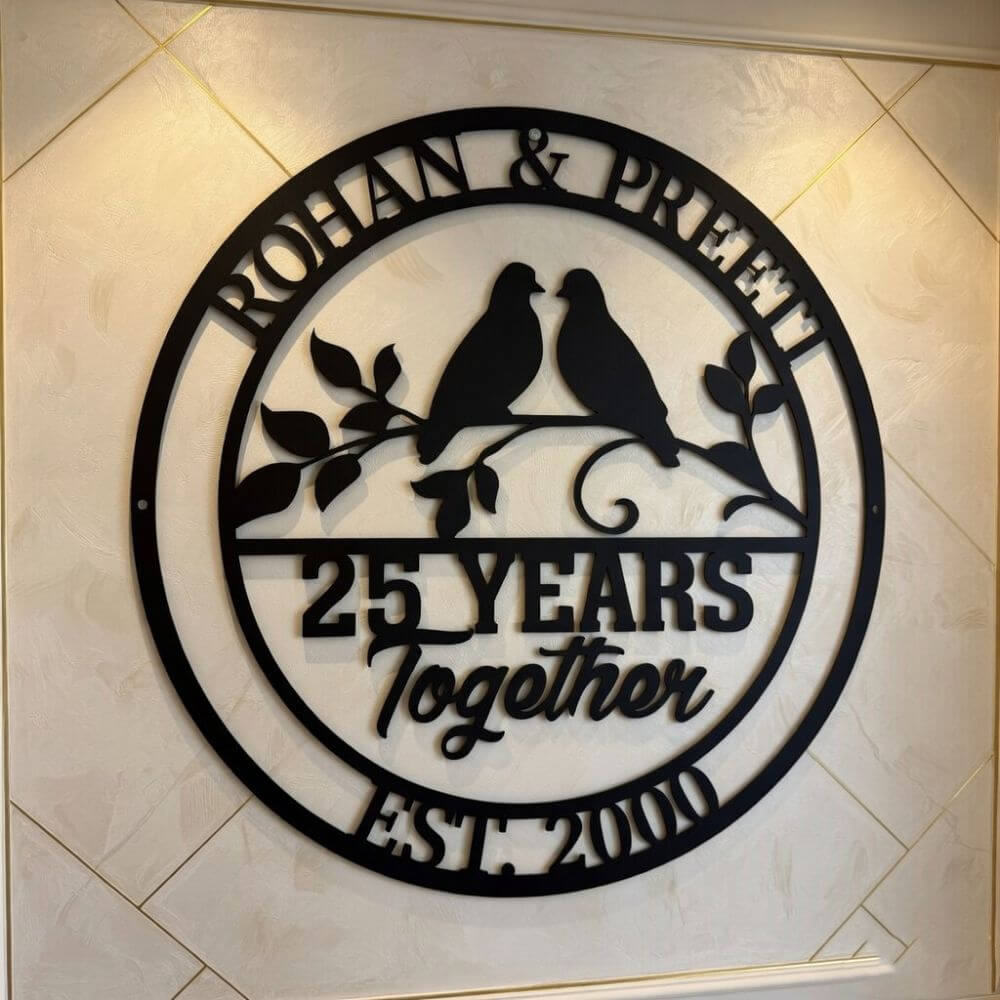 Personalized Anniversary MDF Wall Art with Names & Date