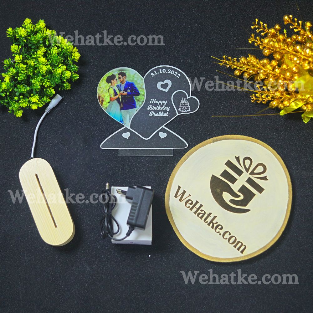 Customized Heart couple lamp with photo