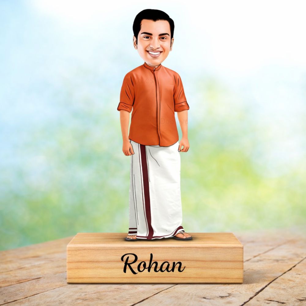 Customized south Indian dhoti kurta caricature