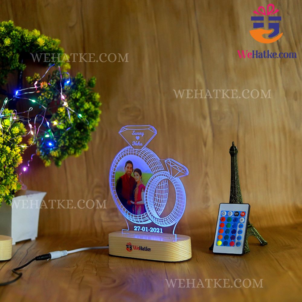 Customized 3D Diamond Illusion Lamp For Couple with photo