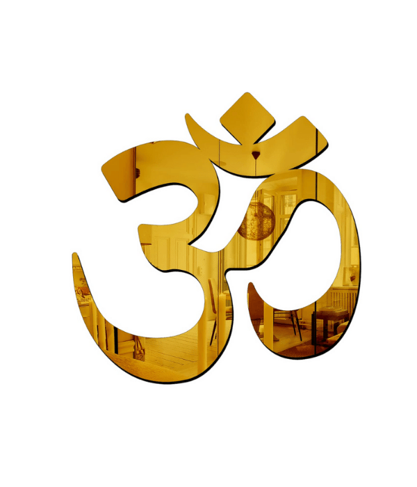 Diwali OM Design 3D Acrylic Decorative Golden Mirror Wall Sticker