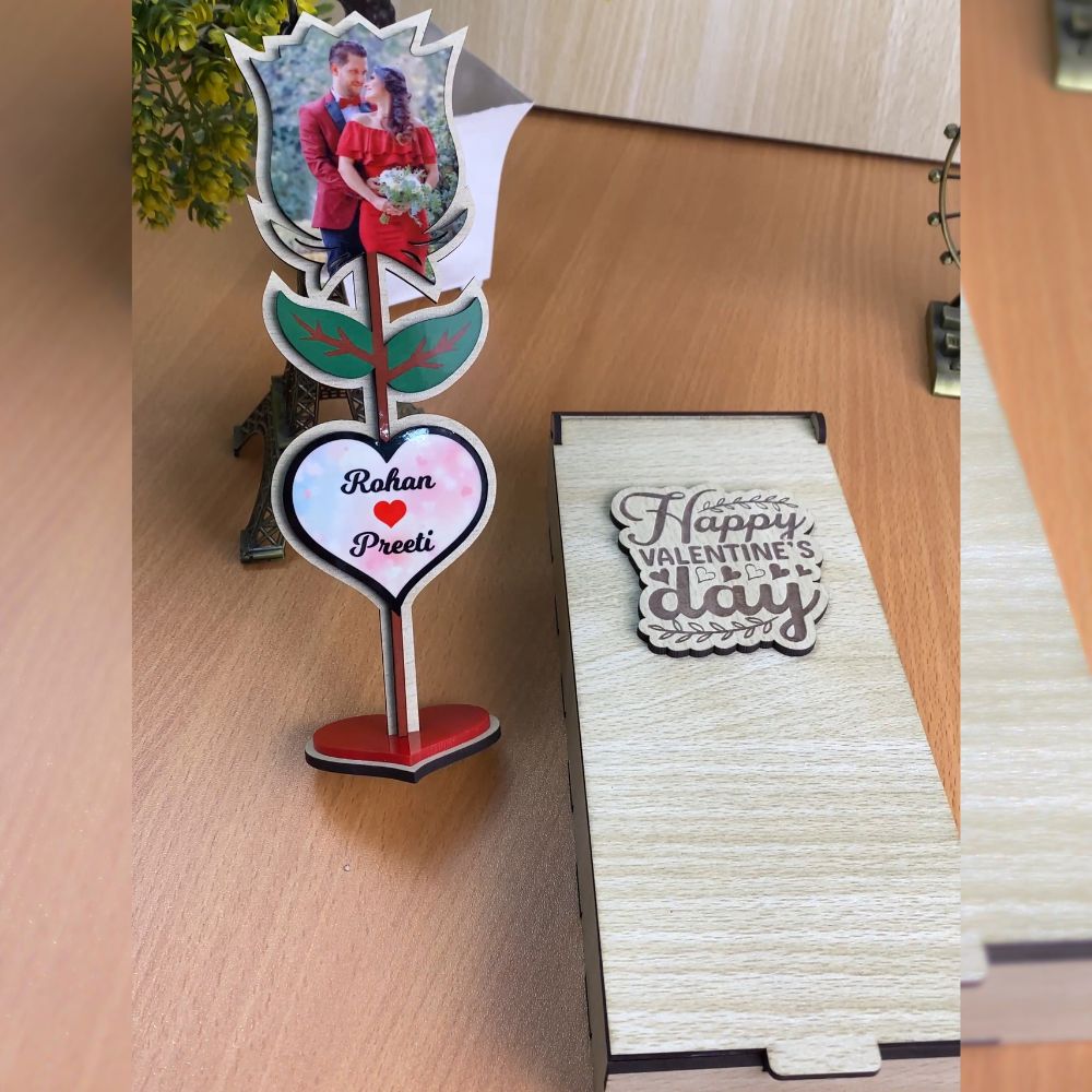 Customized Rose with photo & name for couple on valentine