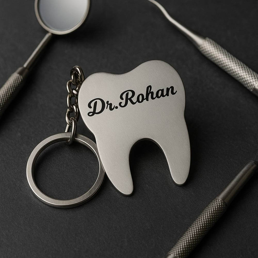 Personalized Dentist Tooth Shape Keychain