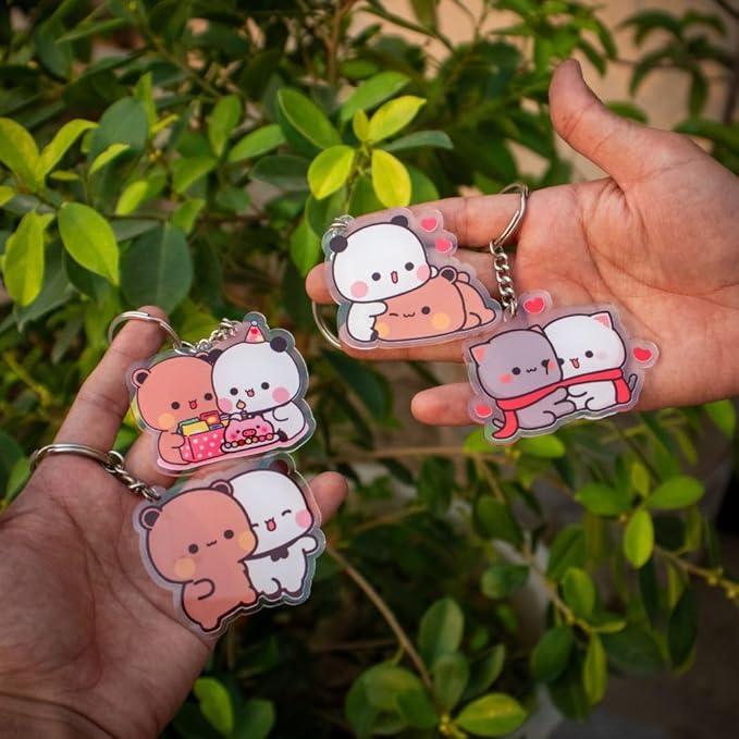 Cute Couple Bubu Dubu Keychain Combo of 4