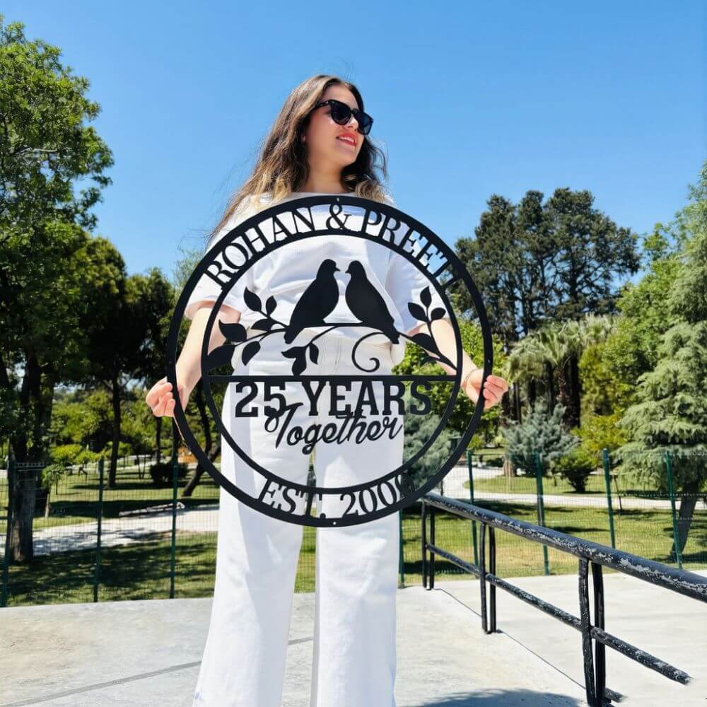 Personalized Anniversary MDF Wall Art with Names & Date