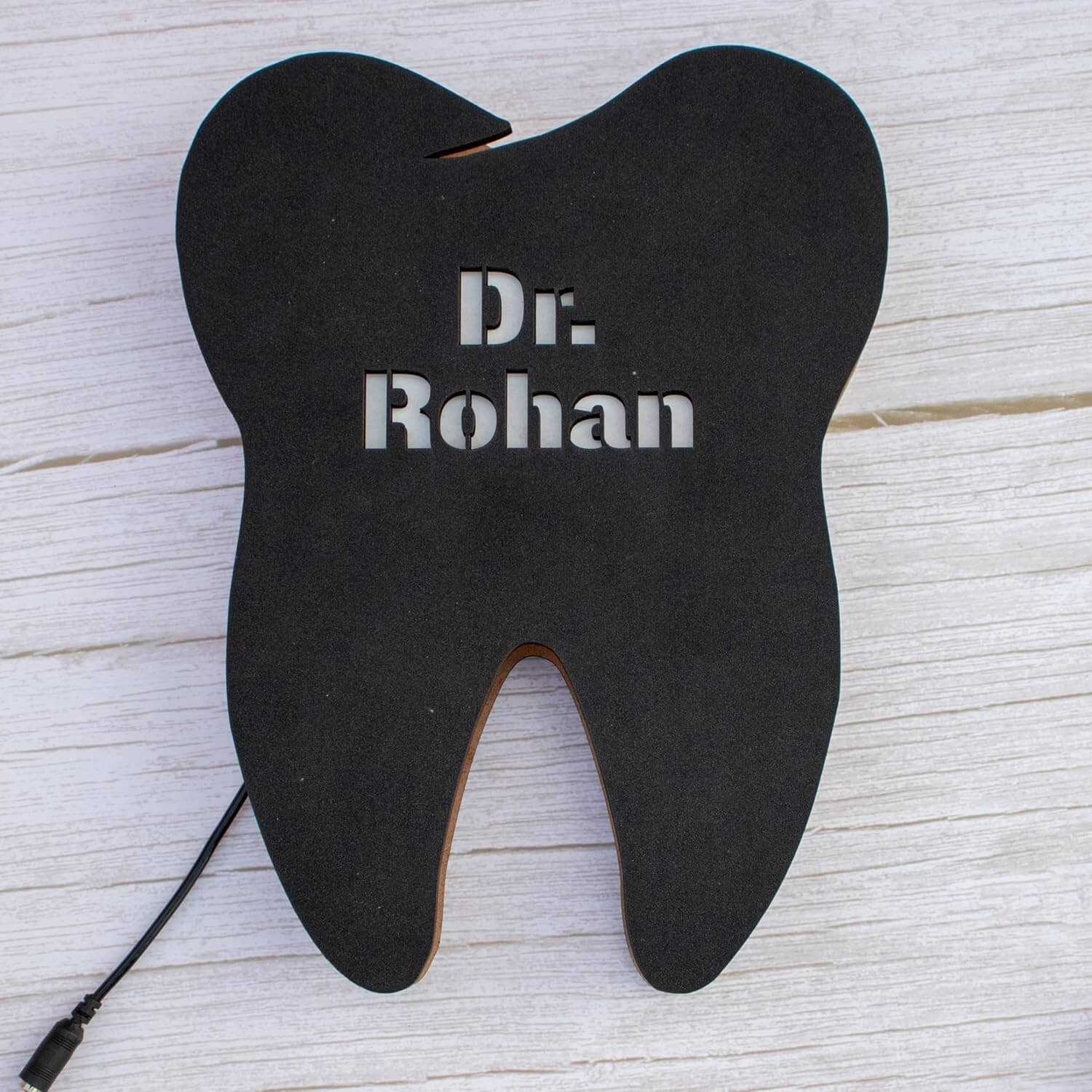 Customized MDF Teeth Led frame with name