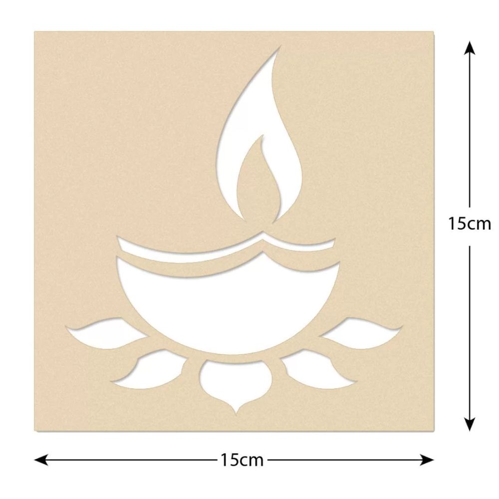 Floral Diya Rangoli Stencils for Diwali Decorations