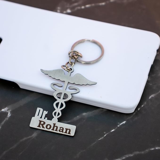 Doctor logo metal keychain With Name