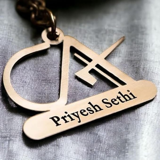 CA Logo Metal Keychain With Name Engrave
