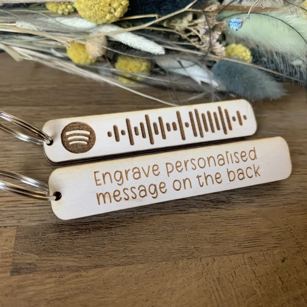 Customised Spotify wood Keychain With Song Code & message best