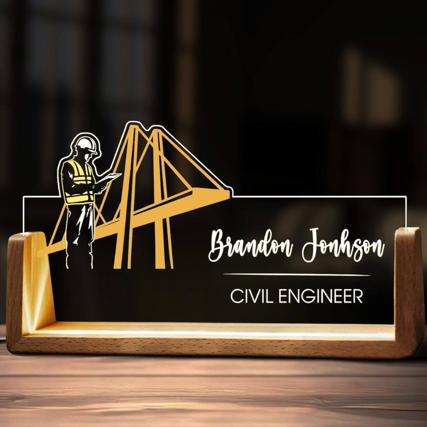 LED Acrylic Nameplate for Civil Engineer