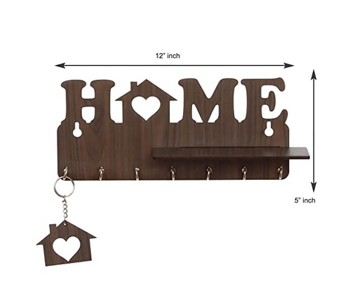 Home Keys Wooden Key Holder with 7 Hooks, Free Keychain