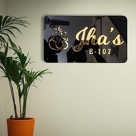 Customized Door Name Plate With Golden Acrylic Letters For