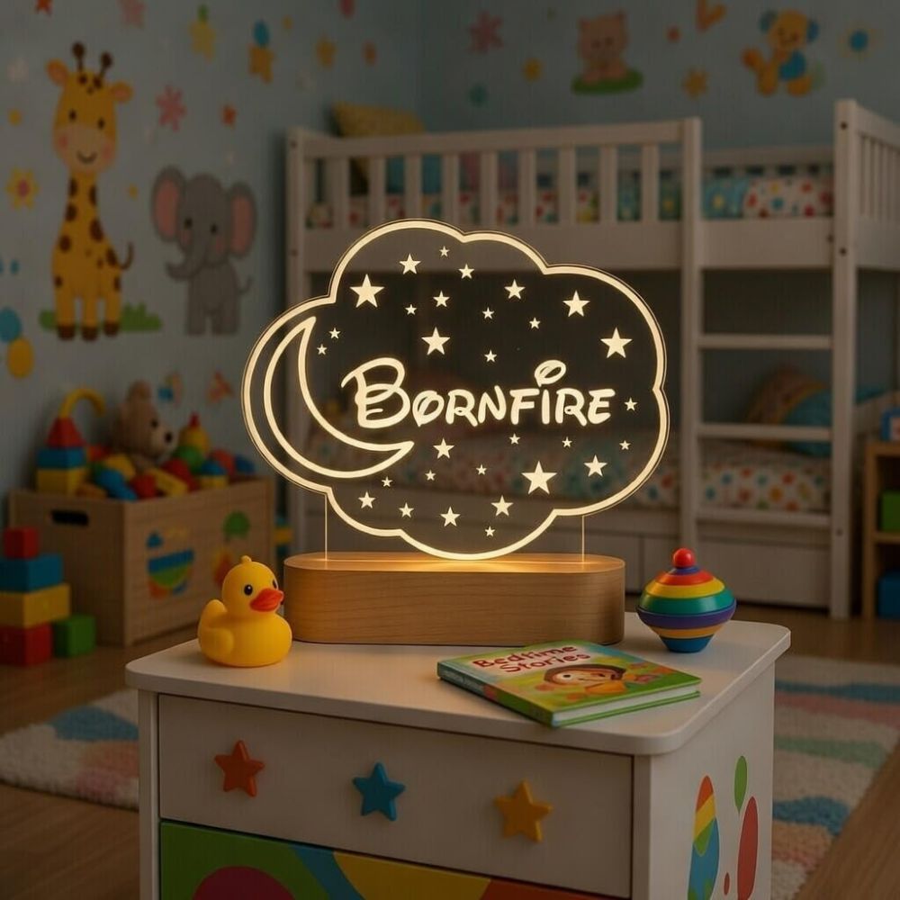 Personalized Moon & Stars LED Lamp with Name
