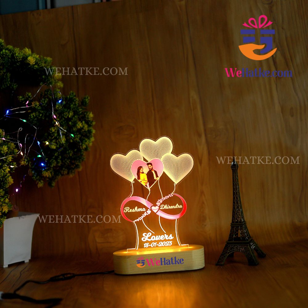 3D illusion Heart Lamp With Your Image And Name