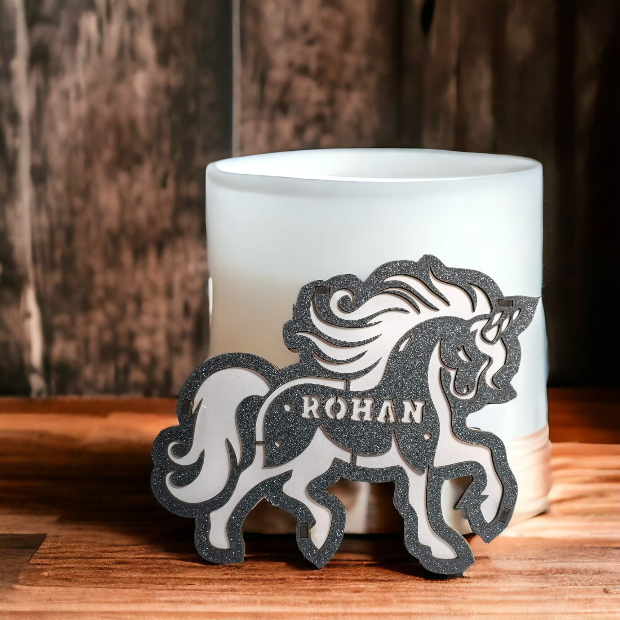 Personalized Wooden Unicorn Lamp With Name