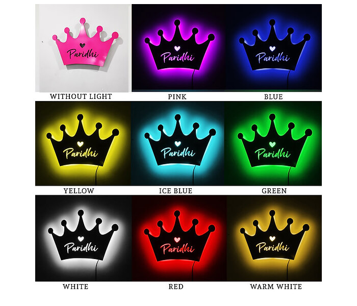 Customized Crown wall Hanging Led Frame with Name