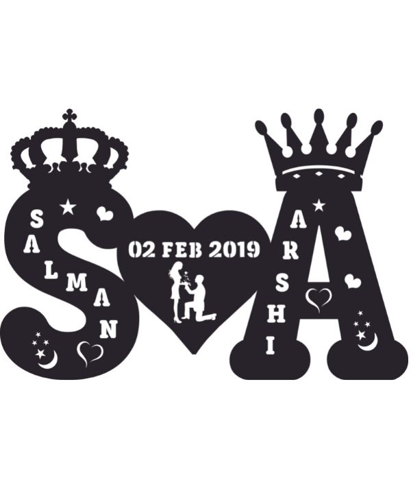 Customized King Queen Couple Led Frame with Name