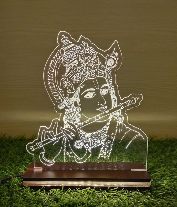 Customized krishan ji engraving led lamp