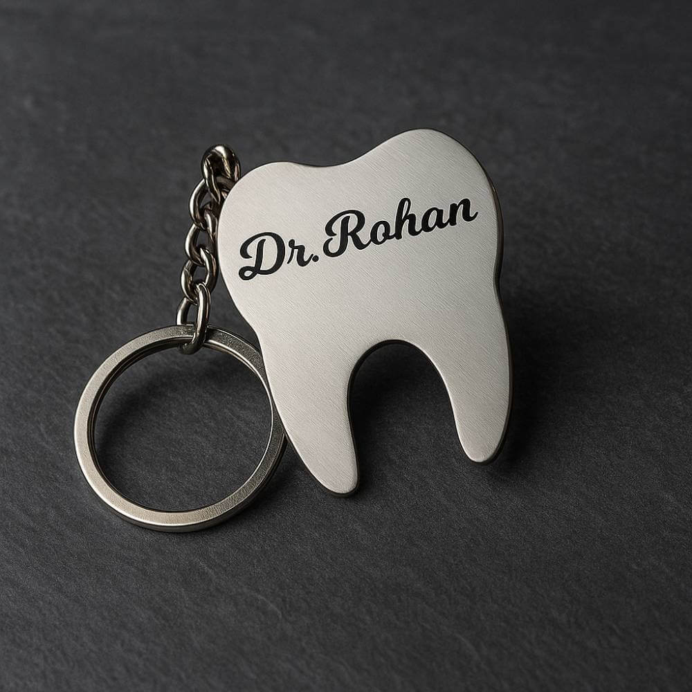 Personalized Dentist Tooth Shape Keychain