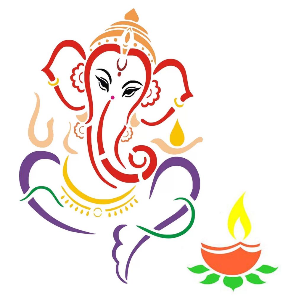 Ganesha Diya Rangoli Stencils for Diwali Decoration