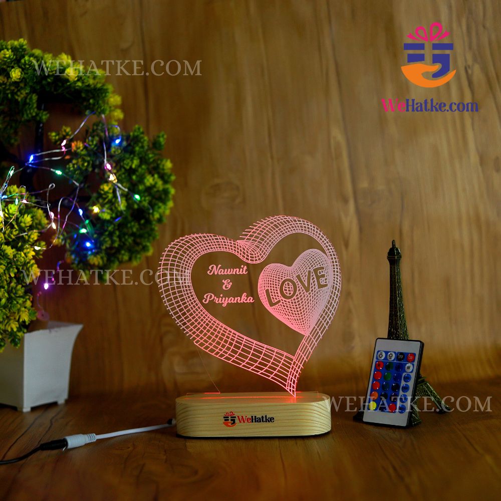 Customized Valentine 3D Illusion Love Heart Shape