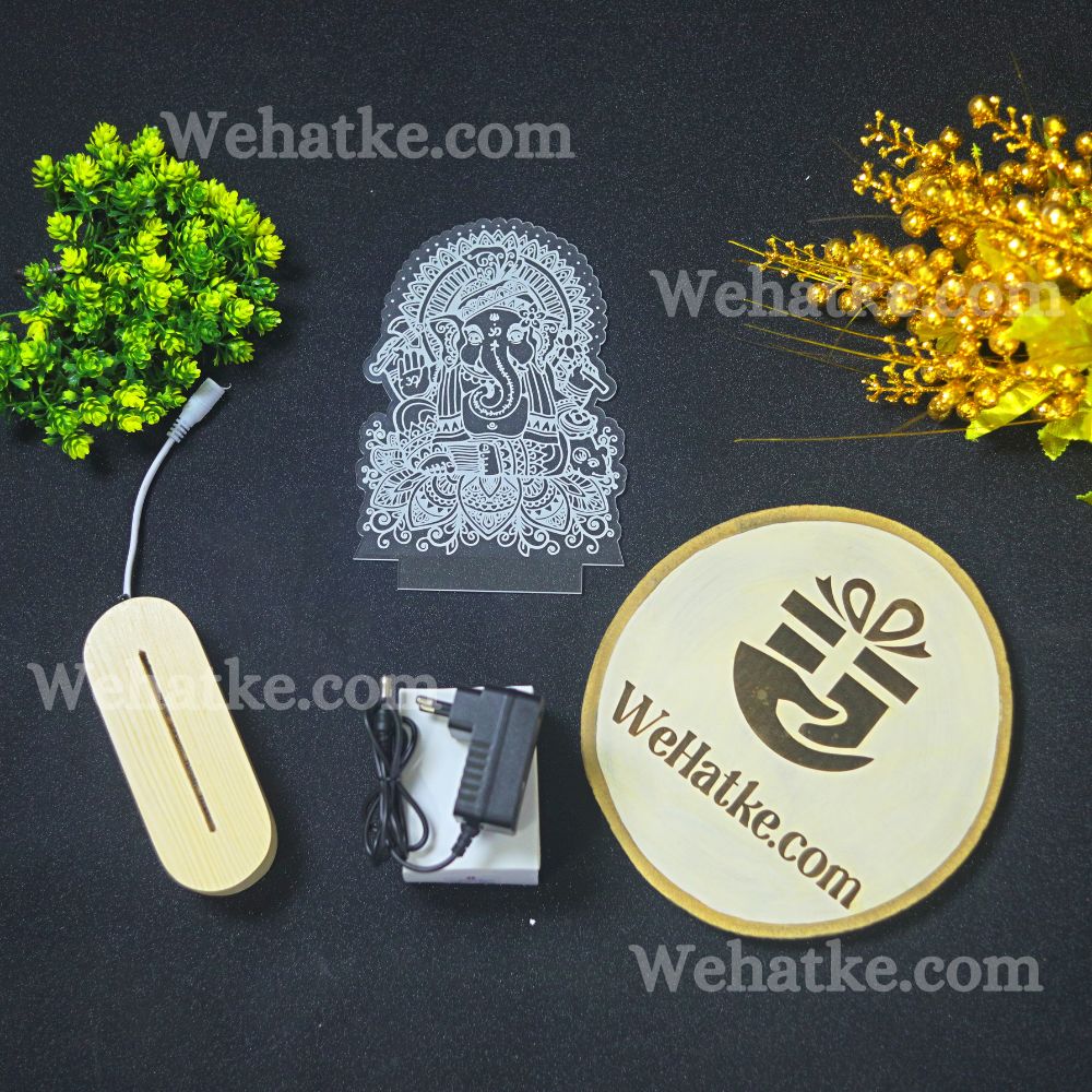 Ganesh ji  with choki 3d illusion lamp